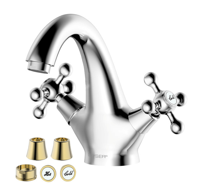 Tvättställsblandare Magnolia Krom/Guld Geyser